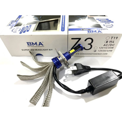 Đèn LED Pha Z3 - H4, Hàng BMA 3 Tim Siêu Sáng Lắp như zin Cho Xe Máy, Ô Tô Bảo Hành 1 Năm