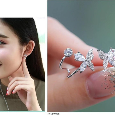 Bông tai bạc nữ trang sức bạc Ý S925 Bạc Xinh Huệ Ngân - Hoa đẹp RYE140958