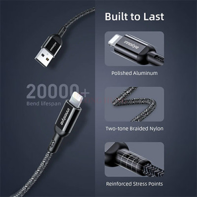 Cáp Innostyle PowerFlex USB-A to Lightnng MFI 1.5m 12W IAL150AL - Hàng chính hãng