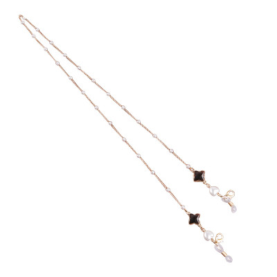 Dây kính chuỗi đeo kính đeo khẩu trang cỏ 4 lá mặt pha lê sang chảnh ấn tượng đa sắc màu