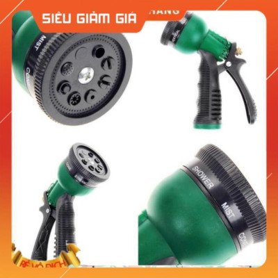 Vòi xịt rửa xe,Vòi phun nước tưới cây tăng áp thông minh 8 chế độ 815621 (cút vàng,nối đen - dây xanh)