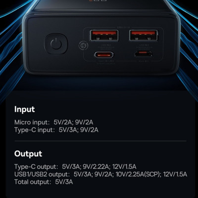 Pin sạc dự phòng Baseus Star-Lord Digital Display 20000mAh 22.5W (USB*2+Type C, LED Display,2 Way Fas Charge) - Hàng chính hãng