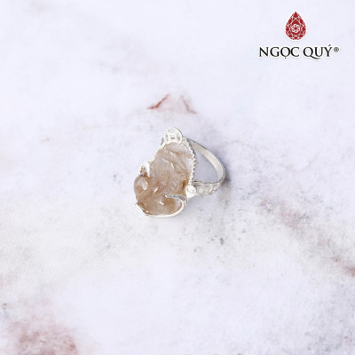 Nhẫn bạc tỳ hưu đá thạch anh tóc đỏ Ni16 - Ngọc Quý Gemstones