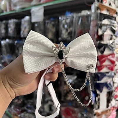 Nơ đeo cổ nam trắng độc đáo dành cho MC - Chú rể- Tiệc cưới Giangpkc 11/2021