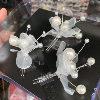 Trâm hoa voan cài tóc cô dâu đính hạt trai lớn Đài Loan GiangPKC 2021