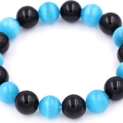 Chuỗi tay Đá Mắt Mèo Xanh Biển mix Thạch Anh Đen size 10 ly - Vòng tay size vừa phù hợp cho nữ