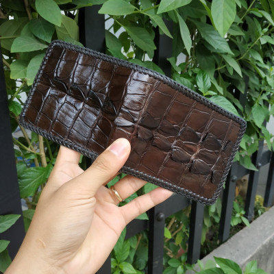 Ví Da Cá Sấu Vây Đuôi 2 mặt Rất Đẹp! ĐAN VIỀN THỦ CÔNG VÔ CÙNG CHẮC CHẮN