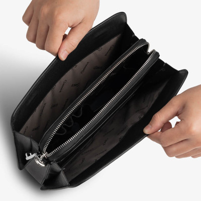 Clutch, Ví Cầm Tay Thời Trang Nam Khóa Số Da Bò Cao Cấp CK14 Đen