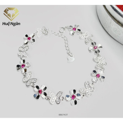 Lắc tay bạc 925 Huệ Ngân - Cỏ bốn lá và bướm xinh BB0743 T