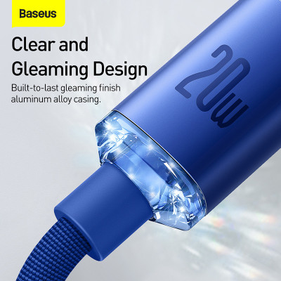  Cáp sạc nhanh 20W hiệu Baseus Crystal Shine Series Type-C to iPhone dài 1.2m / 2m - Hàng chính hãng