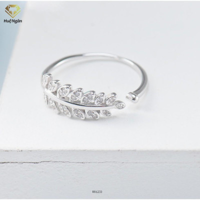 Nhẫn bạc 925 Huệ Ngân - Lá ô liu xinh xắn RR1233