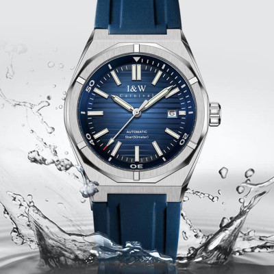 Đồng hồ nam chính hãng IW CARNIVAL IW711G-2 Kính sapphire ,chống xước ,Chống nước 50m ,Bảo hành 24 tháng,Máy cơ (Automatic),dây cao su cao cấp, mặt xanh thiết kế đơn giản dễ đeo