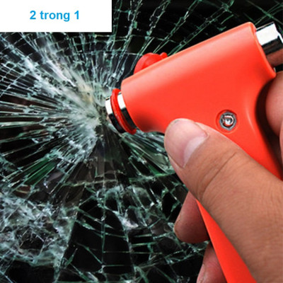 Búa đập kính thoát hiểm, kèm dao cắt dây an toàn cho xe ô tô