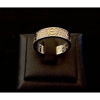 nhẫn vàng trắng 18k đính đá 