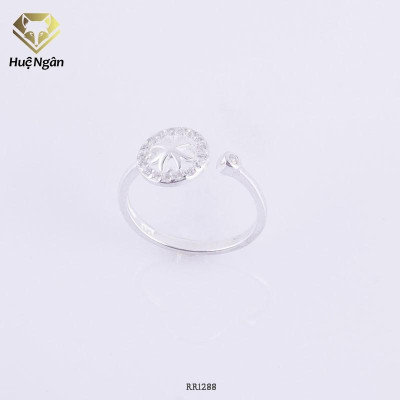 Nhẫn bạc Ý 925 Huệ Ngân - Cỏ bốn lá may mắn free size RR1288