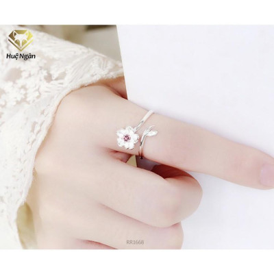 Nhẫn bạc Ý 925 Huệ Ngân - Hoa anh đào RR1668