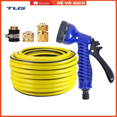 Bộ dây tăng áp 3 lần vòi xịt nước rửa xe, tưới cây loại 3-5m(cút đồng-nối đồng) 206843
