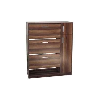 Tủ Giày Hiện Đại Màu Trắng - Nâu Sẩm , Gồm 3 Ngăn Để Giày Có Cánh Lật, 1 Ngăn Để Dép