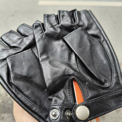 Găng tay nam hở ngón BHY5293 Găng tay phượt, da cừu thật. thoái mái lái xe.