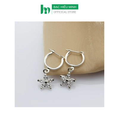 Hoa tai trẻ em Bạc Hiểu Minh HTE003 hoa nhỏ năm cánh