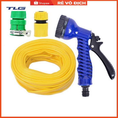 Bộ dây vòi xịt tưới cây, rửa xe (cút nhựa nối nhựa xanh) 206843
