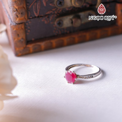 Nhẫn bạc nữ ruby hồng ngọc đường kính 16 mm mệnh hỏa ,thổ - Ngọc Quý Gemstones