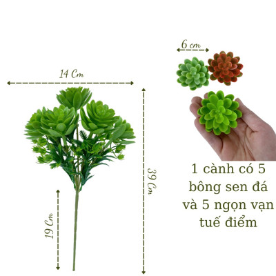 Cụm hoa sen đá giả siêu đẹp giống thật 99% - Cây giả, hoa lụa Decor trang trí nhà cửa