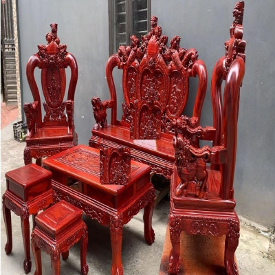 Bộ Bàn Ghế Nghê Phượng Gỗ Lim tay 12