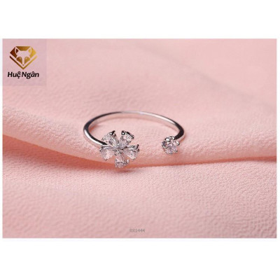 Nhẫn bạc Ý 925 Huệ Ngân - Hoa đá free size RR1444