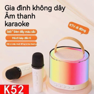 Loa Bluetooth Mini Karaoke Không Dây, Kèm 2 Mic, Âm Thanh Sống Động, Đèn LED 16 Màu - HÀNG CHÍNH HÃNG MINIIN