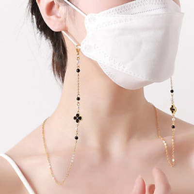 Dây kính dây đeo gọng kính cỏ bốn lá may mắn mặt pha lê sang trọng ấn tượng tiện lợi đa năng đa phong cách