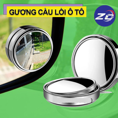 Bộ 2 Gương Cầu Lồi Chiếu Hậu Ô Tô Xoay 360° Xóa Điểm Mù Kính Thật Tráng Bạc Loại Tốt