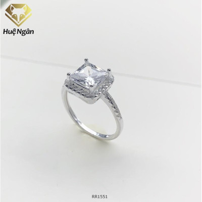 Nhẫn bạc nữ S925 Huệ Ngân - Mặt vuông cá tính RR1551