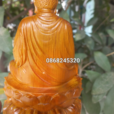 Tượng phật thích ca mâu ni bằng gỗ bách xanh thơm nức kt cao 15×10×8cm 