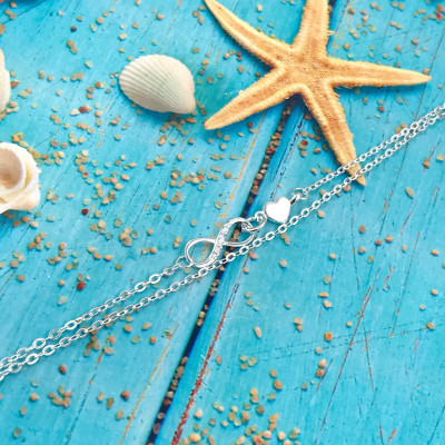 Lắc Tay Nữ Bạc 925 Dây Kép Trái Tim Vô Cực Mix Đá Cao Cấp BẠC HIỂU MINH LTU553