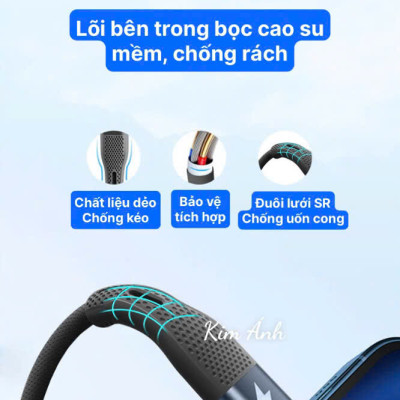 Dây sạc LI-TOP LX73 100W, chân cắm L, dây bọc lớp cao su mềm chống rách, đầu lưới SR chống uốn, hàng chính hãng