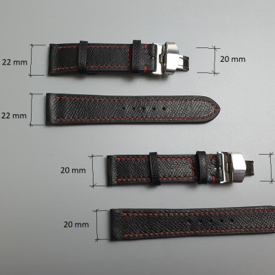 [Da thật] Dây đồng hồ da Epsom khóa bướm AL106 – Size 20 / Size 22; 100% da bò thật, BH 3 năm