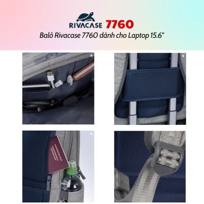 Balô Rivacase 7760 Để Vừa Laptop 15.6" - Bảo Hành 24 Tháng - Hàng Chính Hãng