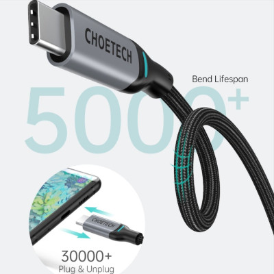 Bộ Củ Sạc Dành Cho Macbook, Laptop, Điện Thoại 65W CHOETECH PD8002 GaN Tech + Type-C to C 100W 1.8M XCC-1002-GY - Hàng Chính Hãng