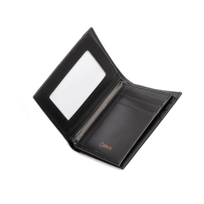 Ví Nam Da Thật Hàng Hiệu GENCE C15 Chất Liệu Da Bò Cao Cấp Màu Đen Dáng Dọc