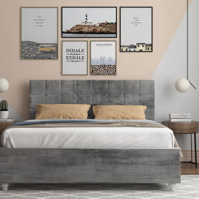 Giường ngủ thông minh bọc nhung ngăn chứa đồ lớn Juno Sofa