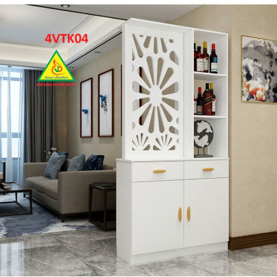 Vách ngăn phòng khách, vách ngăn tủ kệ bằng gỗ 4VTK04 - Nội thất lắp ráp Viendong adv