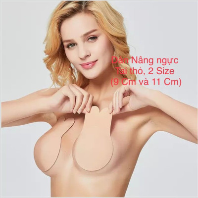 Miếng dán ti silicon bọc vải tai thỏ kết hợp kéo ngực siêu tiện lợi bám dính cực tốt