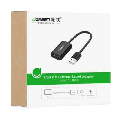 Dây USB 2.0 UGREEN US205 mở rộng sang đồng thời 2 cổng 3.5mm cho tai nghe + mic (DISABLE) - Hàng chính hãng