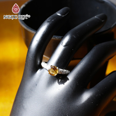  Nhẫn bạc nữ đá Citrine mệnh thổ, kim - Ngọc Quý Gemstones