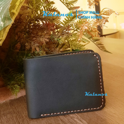 Ví nam nhỏ gọn handmade màu đen  đựng tiền da bò cao cấp Kalanos KBN820-Den1