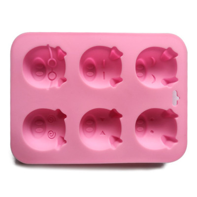Khuôn silicon làm bánh, rau câu, socola 6 heo con cận thị – Mã số 1074
