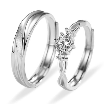 Nhẫn Đôi Bạc Nhẫn Cặp Bạc Đẹp Tình Yêu Trở Lại - BẠC HIỂU MINH NC434S