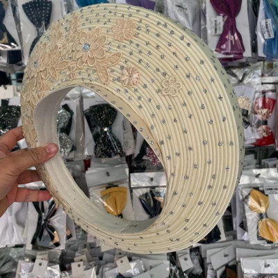 Khăn Đống cô dâu phụ kiện cưới Giang khăn Đống 25 tầng kết ren đính đá kèm chấm kim tuyến
