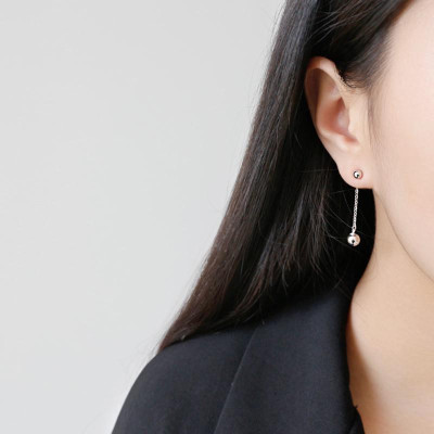 Bông  tai sợi xích và bi thiết kế thủ công